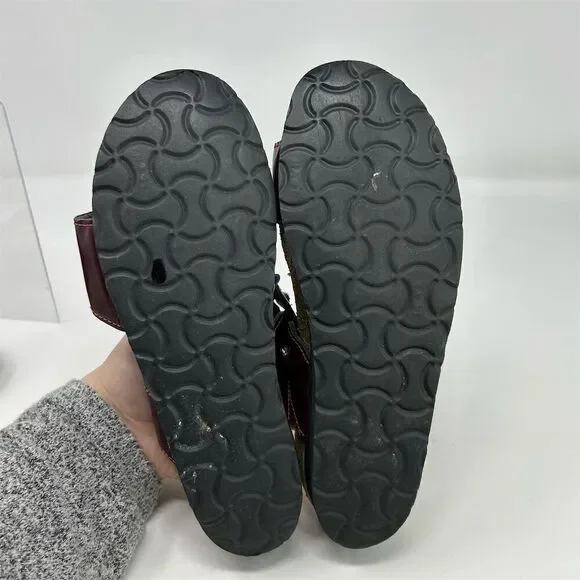 Naot Women's Red Slip-On Wedge Sandals Size 6 Casual Double Stretchy Strap - Picture 8 of 10